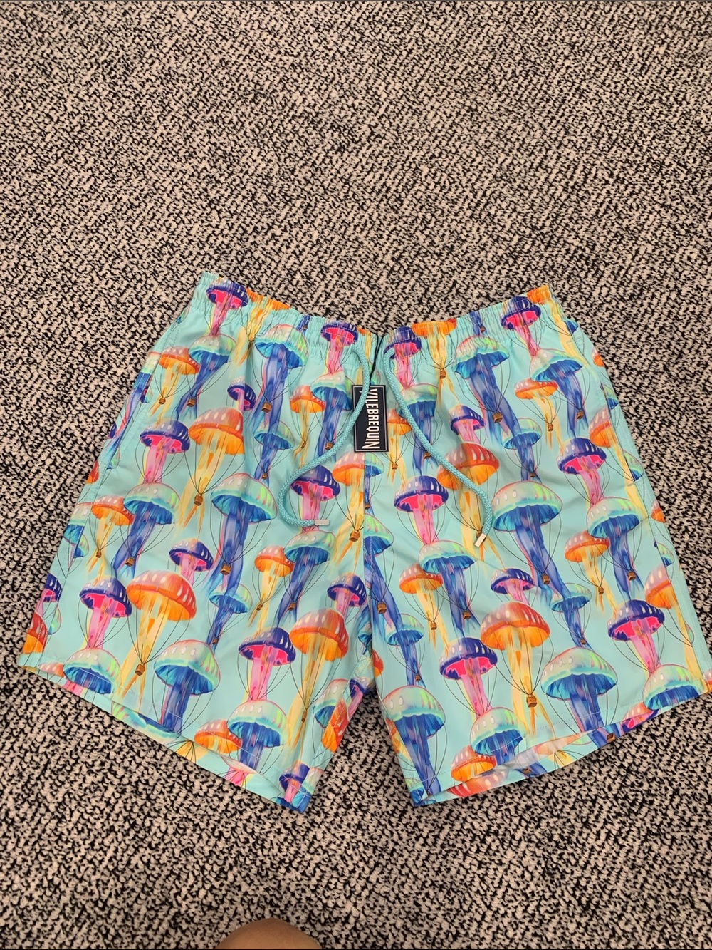 NWT Vilebrequin Aqua Jellyfish Print Swim Shorts. XXL